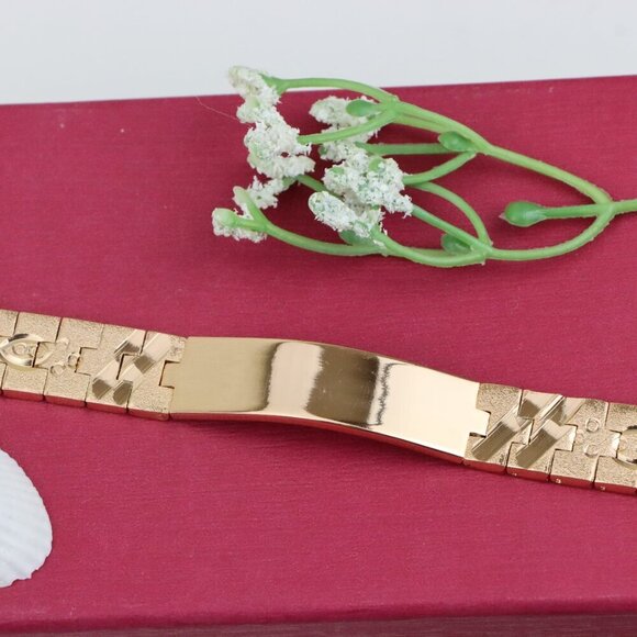 "Sleek Rose Gold Plated Bracelet in Polished Bold Panel Design, XPBL1133 - Picture 10 of 12